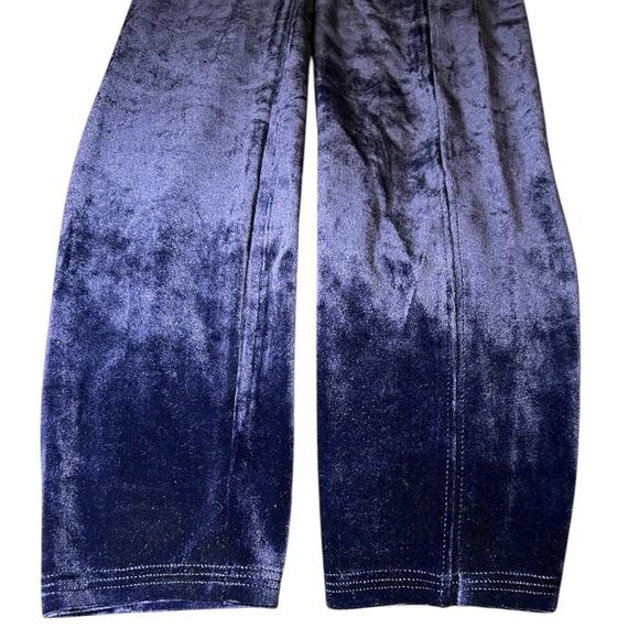 SPANX Navy Blue High Waist Velvet Velour Stretch Leggings Pants Women’s Medium - Picture 6 of 6
